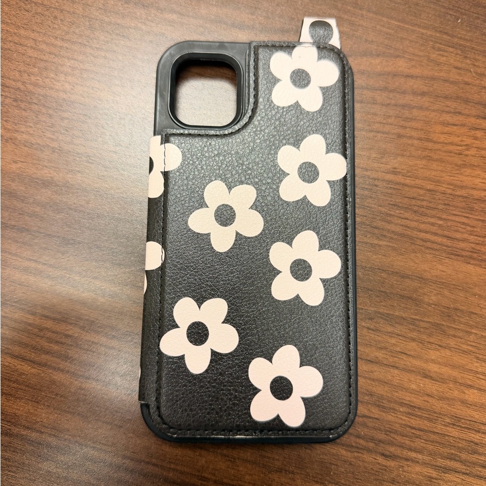 Floral Black Phone 11 Wallet Case